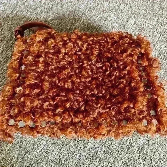 Steve Madden Kate Rust Corduroy Faux Shearling Studded Adjustable Crossbody - Picture 1 of 5